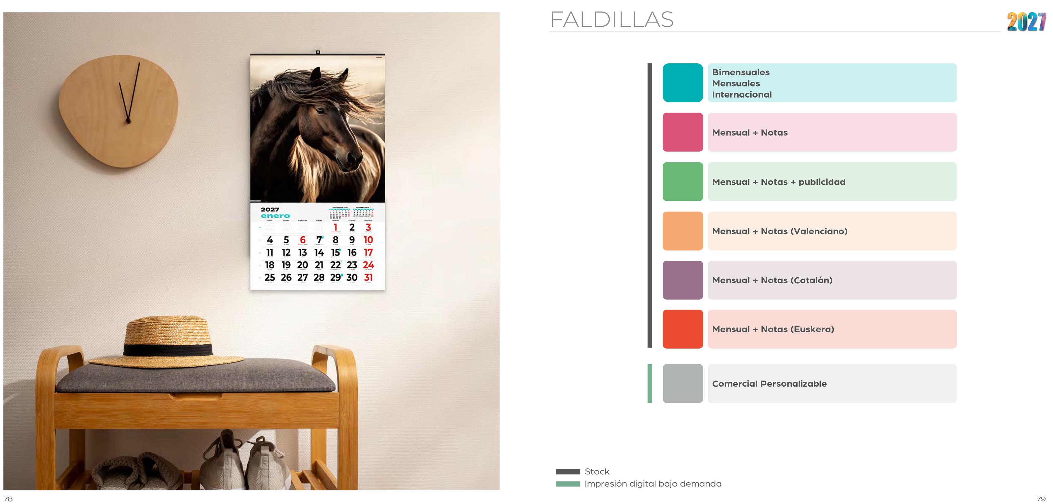 Calendarios de faldilla medidas