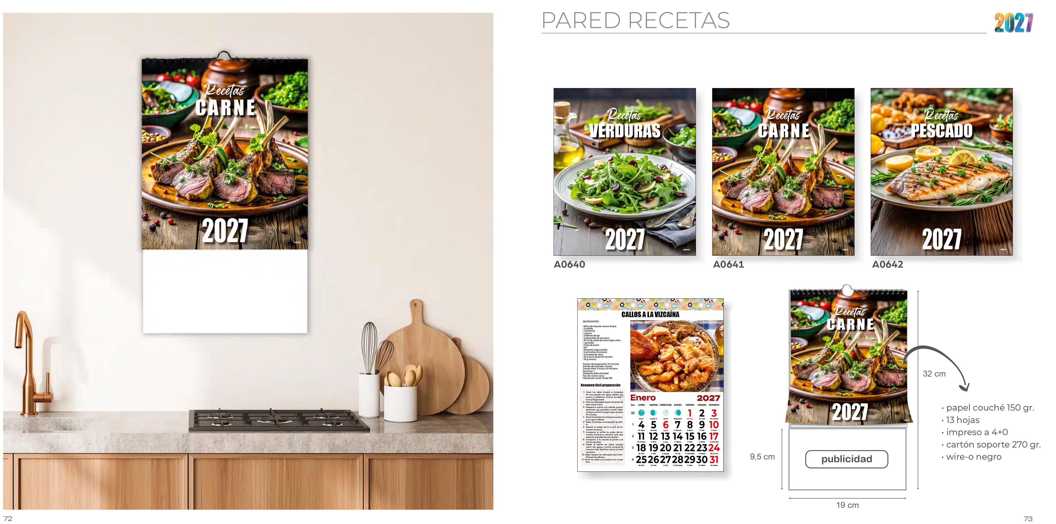Calendarios de pared medidas