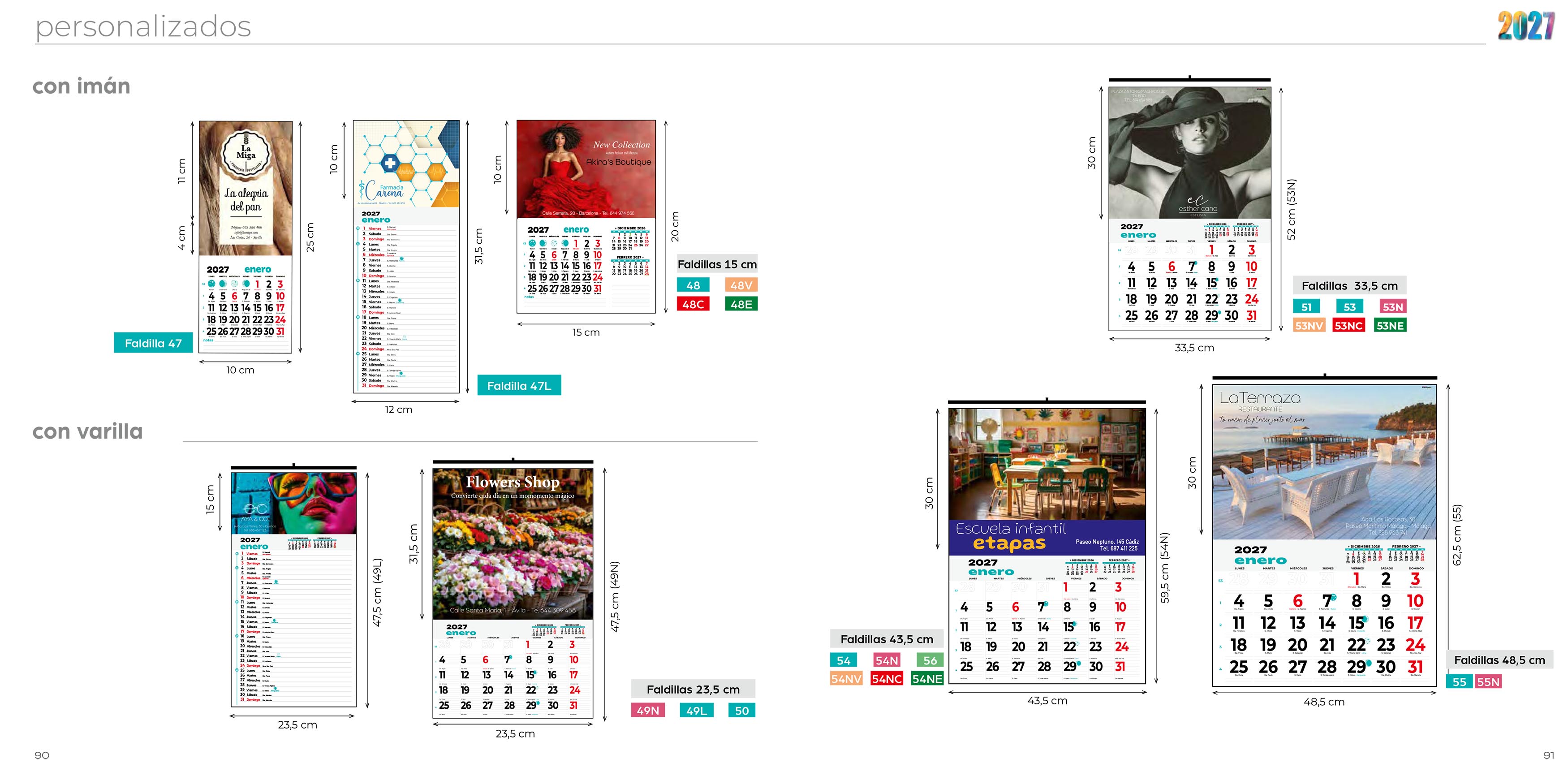 Calendarios de personalizados medidas