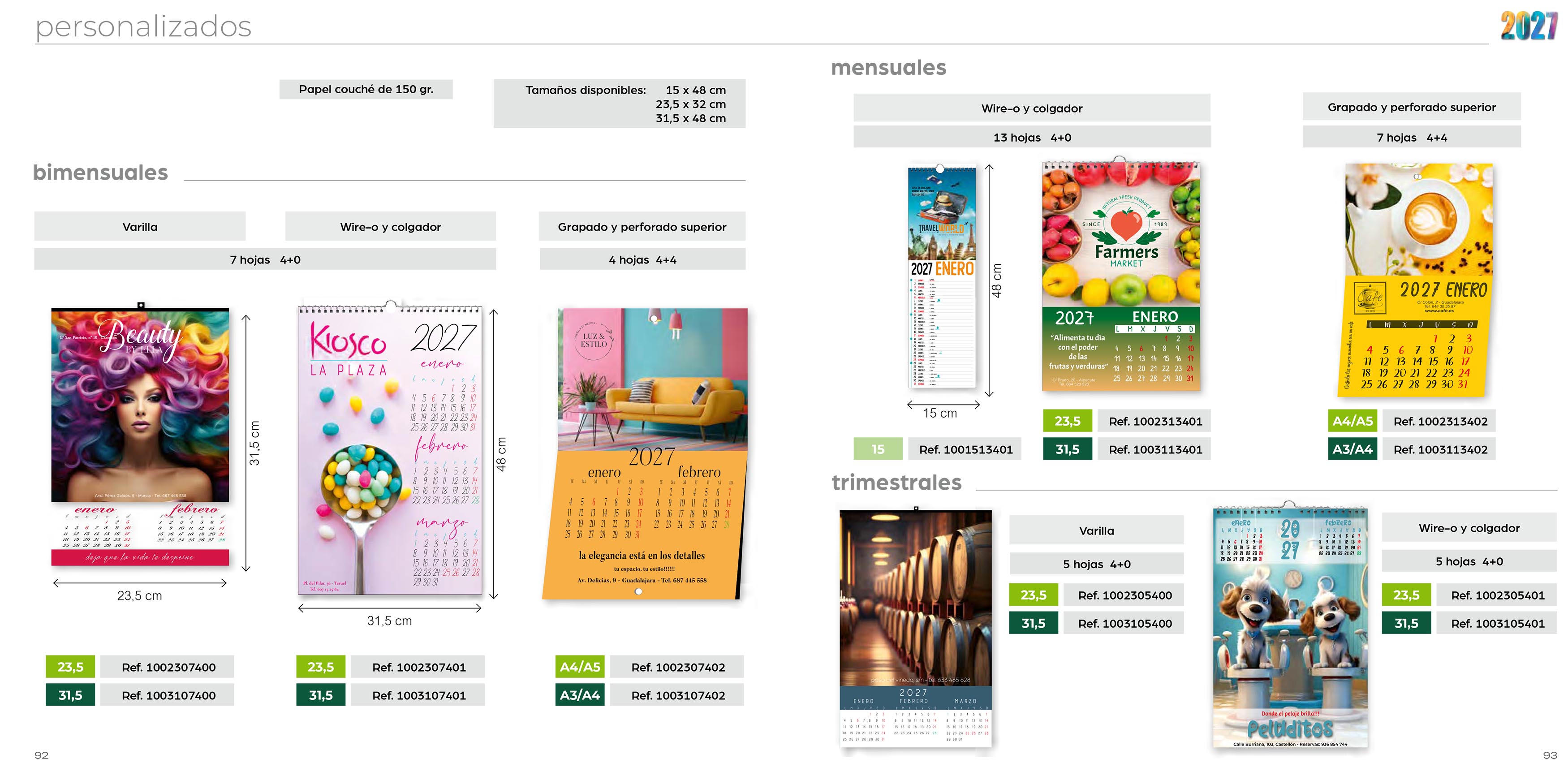 Calendarios de personalizados medidas