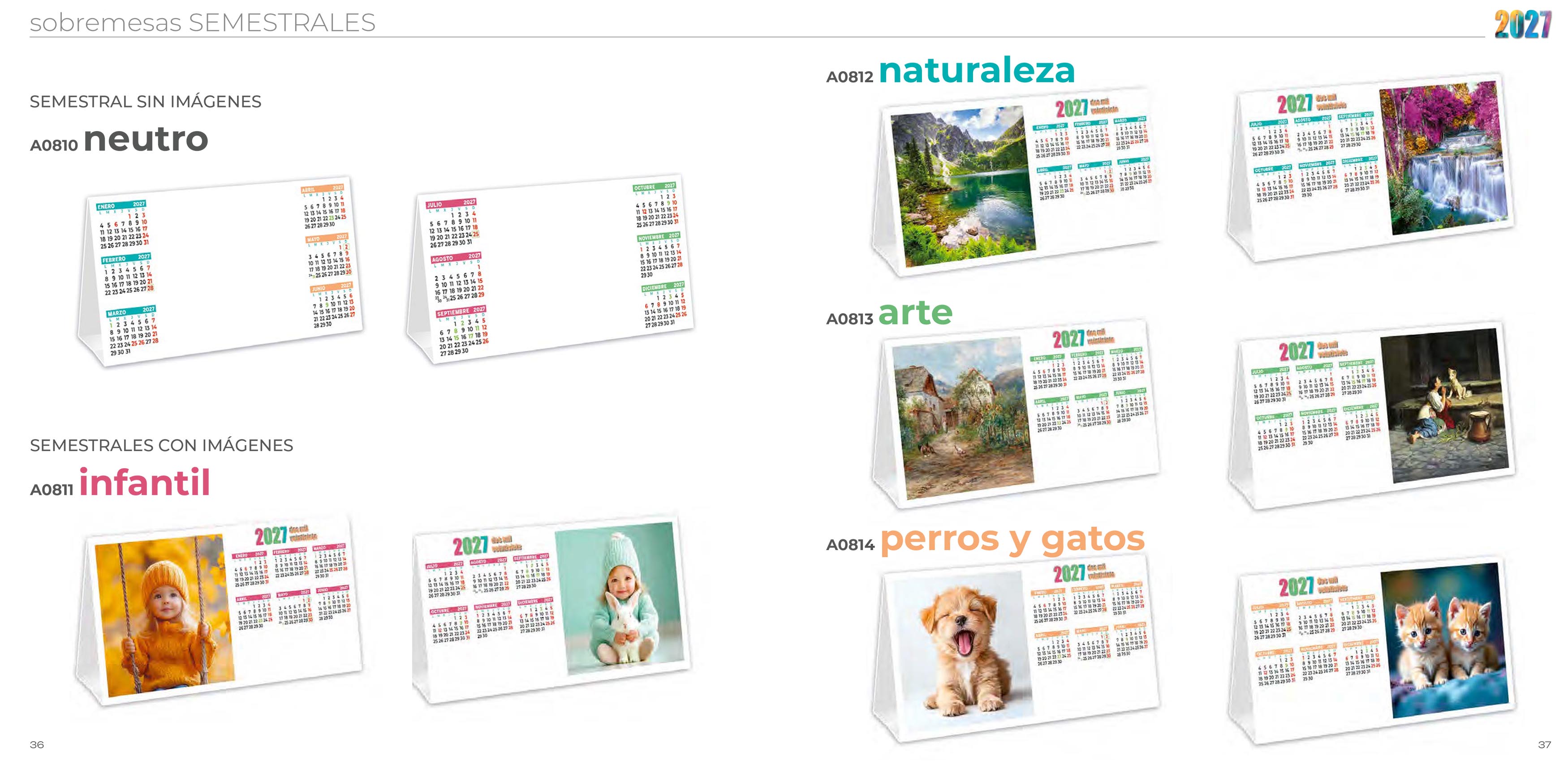 Calendarios de láminas medidas